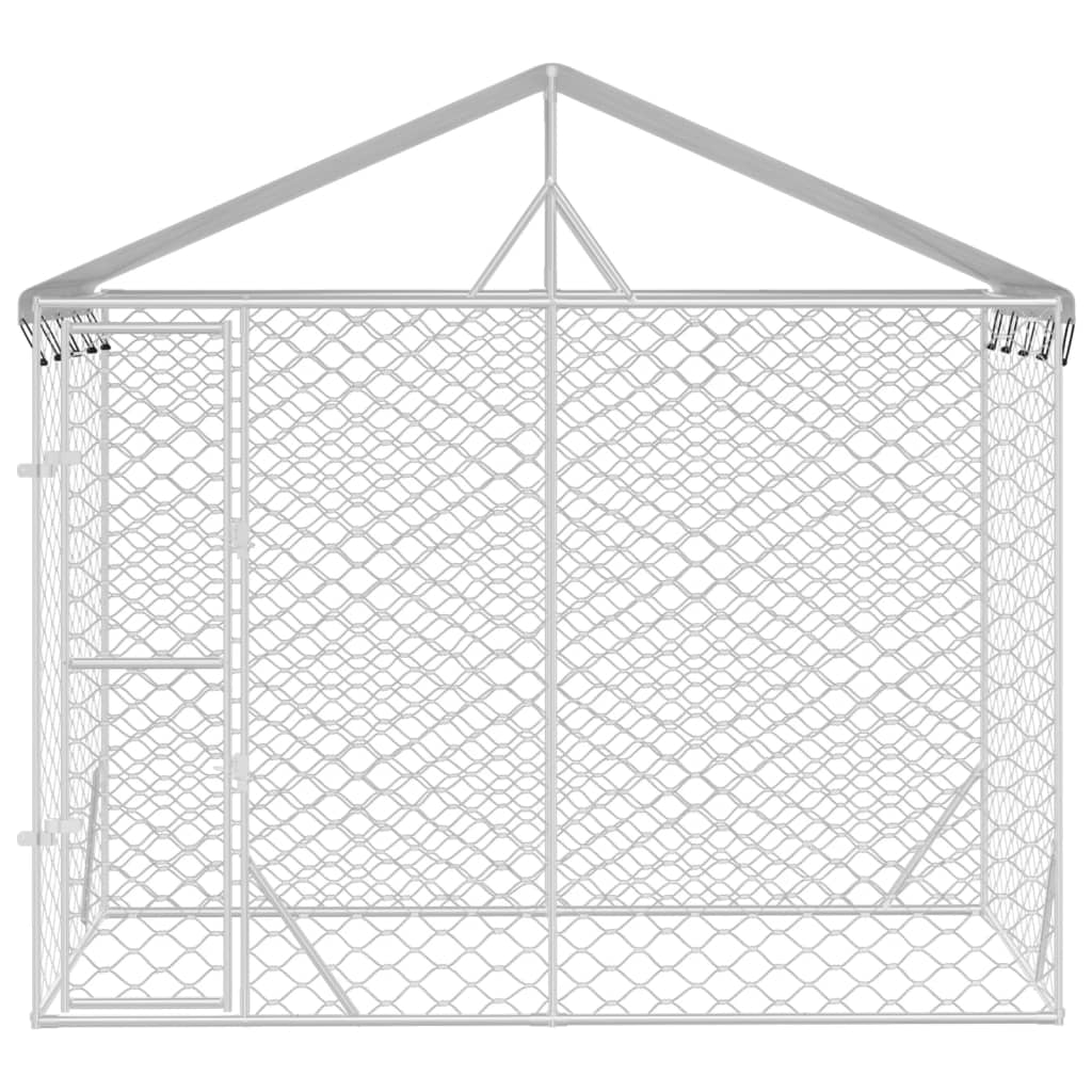 Outdoor Dog Kennel with Roof Silver 3x1.5x2.5 m Galvanised Steel