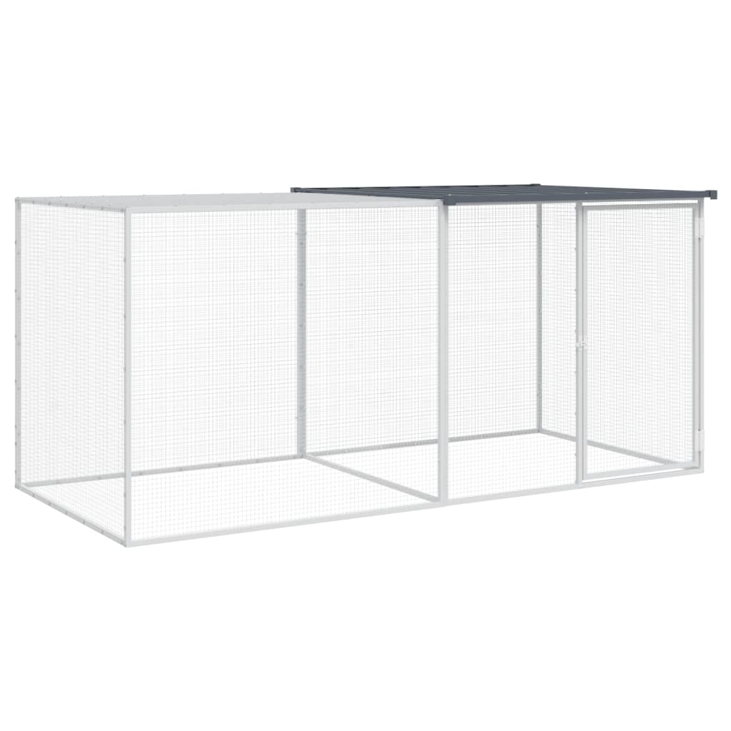 Chicken Cage with Roof Anthracite 203x98x90 cm Galvanised Steel