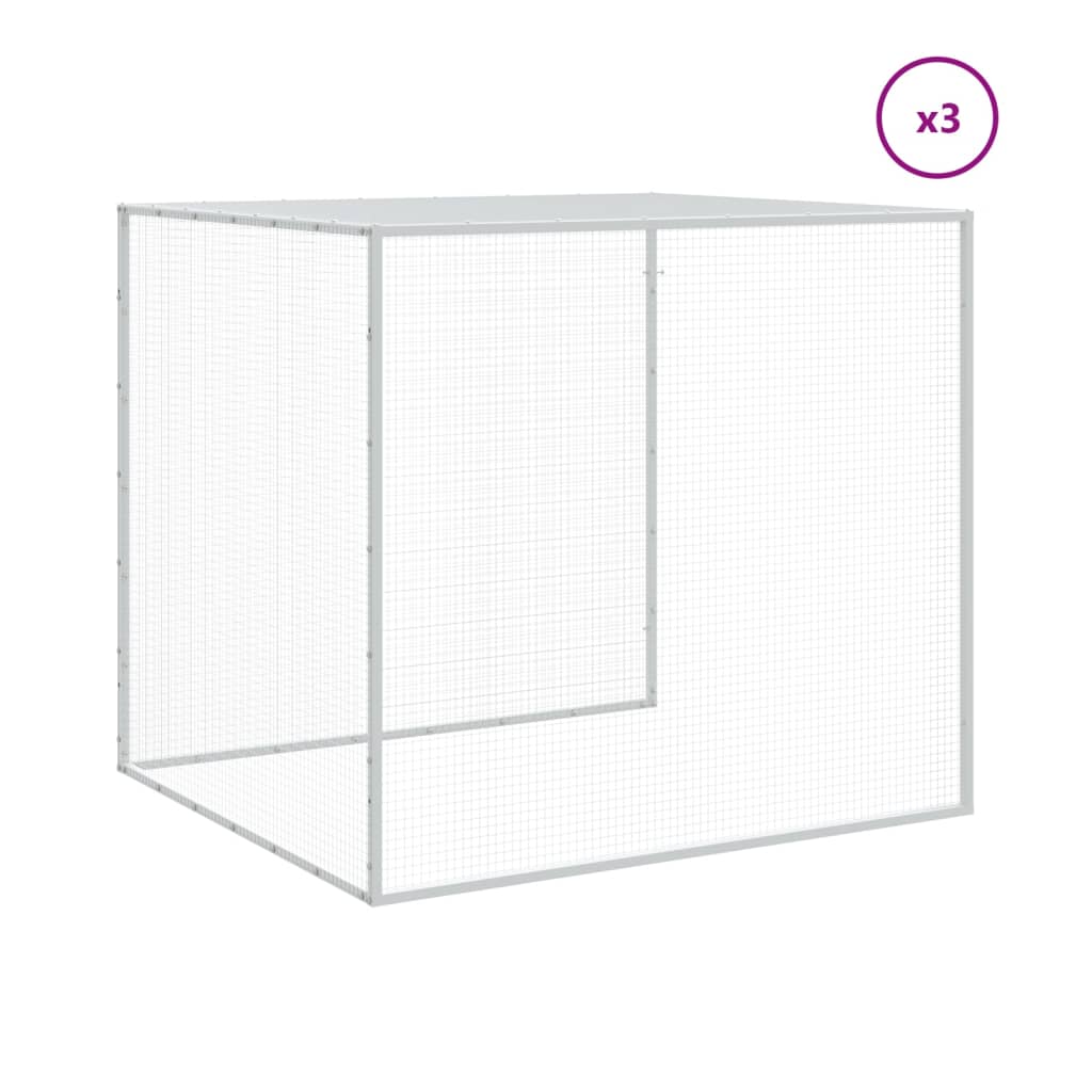 Chicken Cage with Roof Light Grey 403x98x90 cm Galvanised Steel