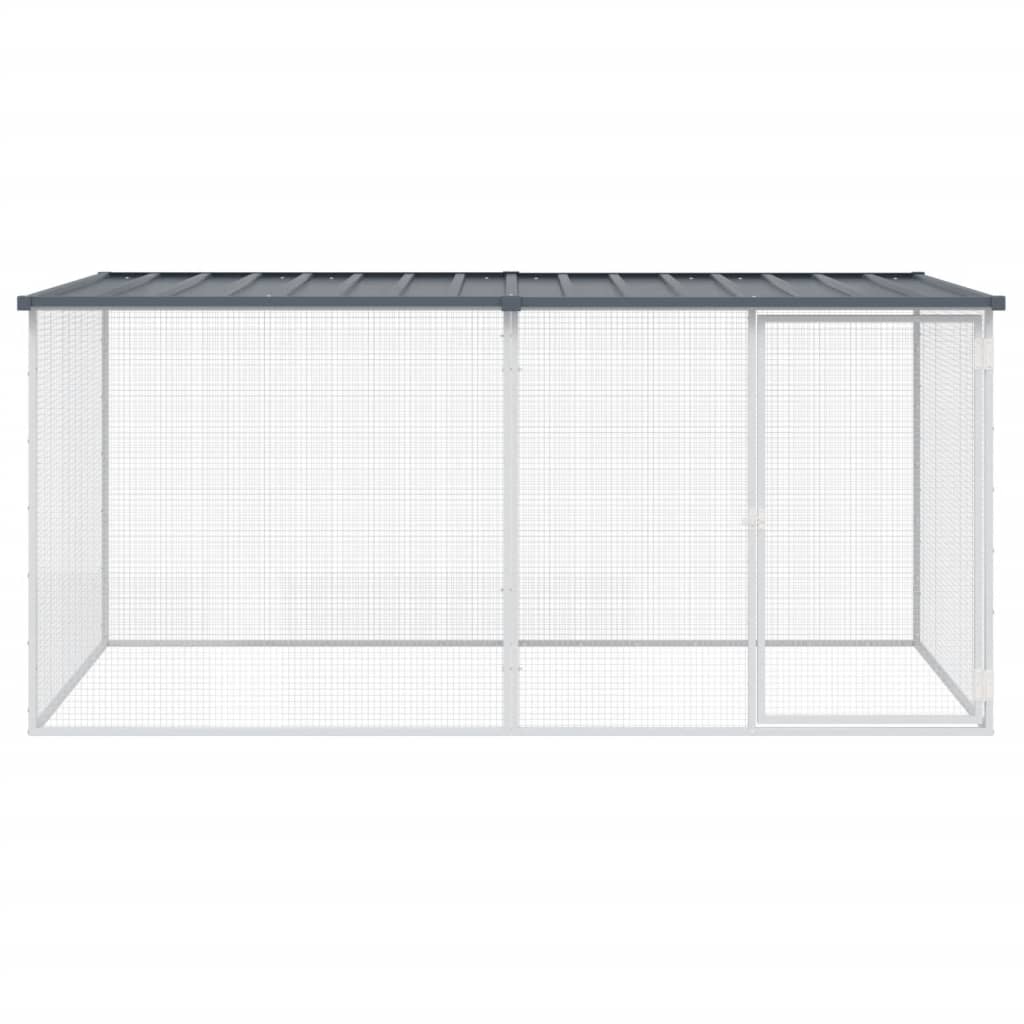 Chicken Cage with Roof Anthracite 203x98x90 cm Galvanised Steel