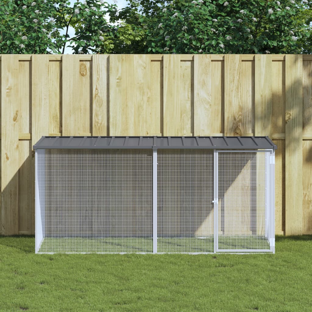 Chicken Cage with Roof Anthracite 203x98x90 cm Galvanised Steel