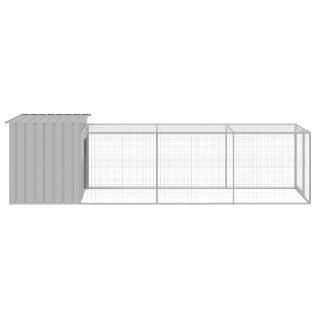 Chicken Cage with Run Light Grey 110x405x110 cm Galvanised Steel