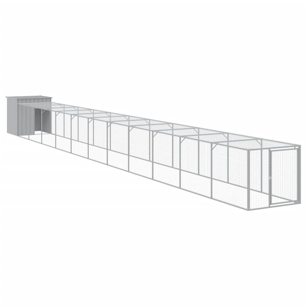 Chicken Cage with Run Light Grey 110x1221x110 cm Galvanised Steel