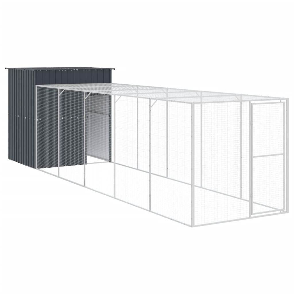 Chicken Cage with Run Anthracite 165x659x181 cm Galvanised Steel