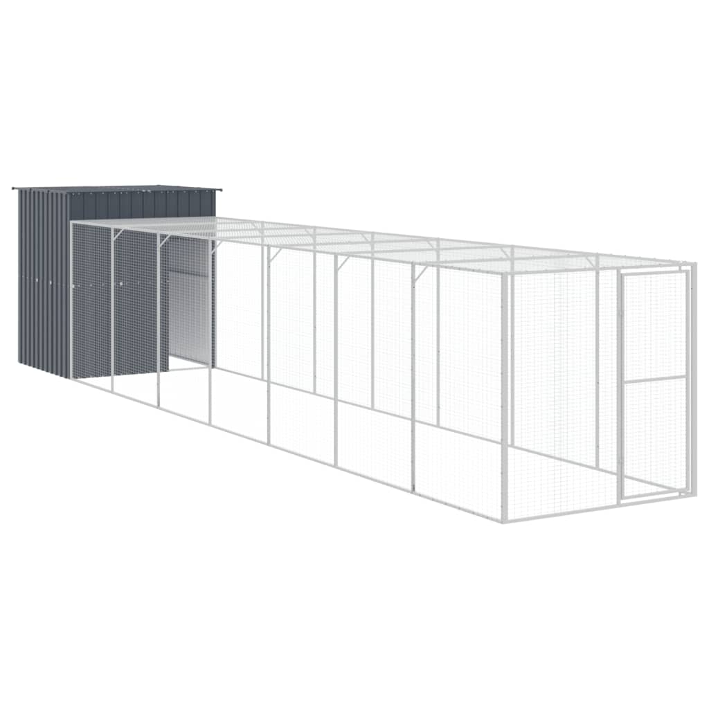 Chicken Cage with Run Anthracite 165x863x181 cm Galvanised Steel