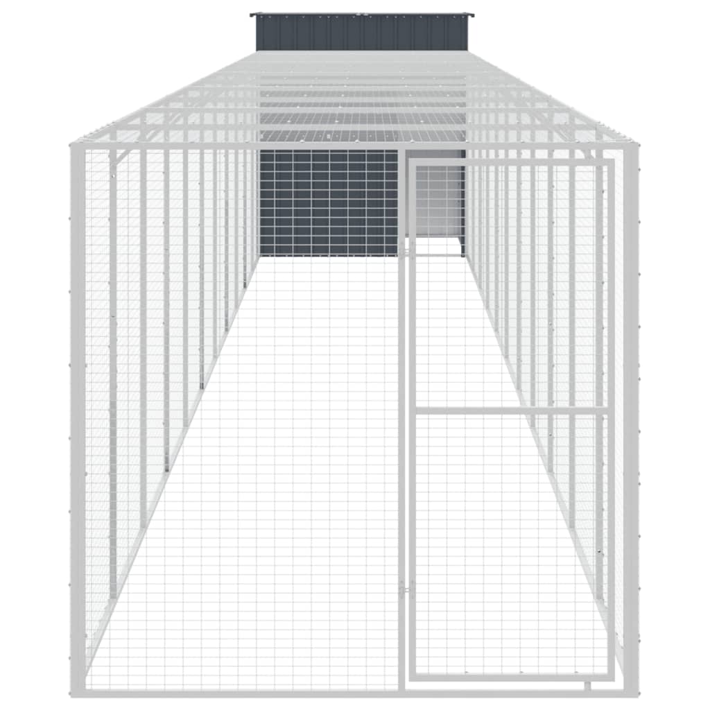 Chicken Cage with Run Anthracite 165x1271x181 cm Galvanised Steel