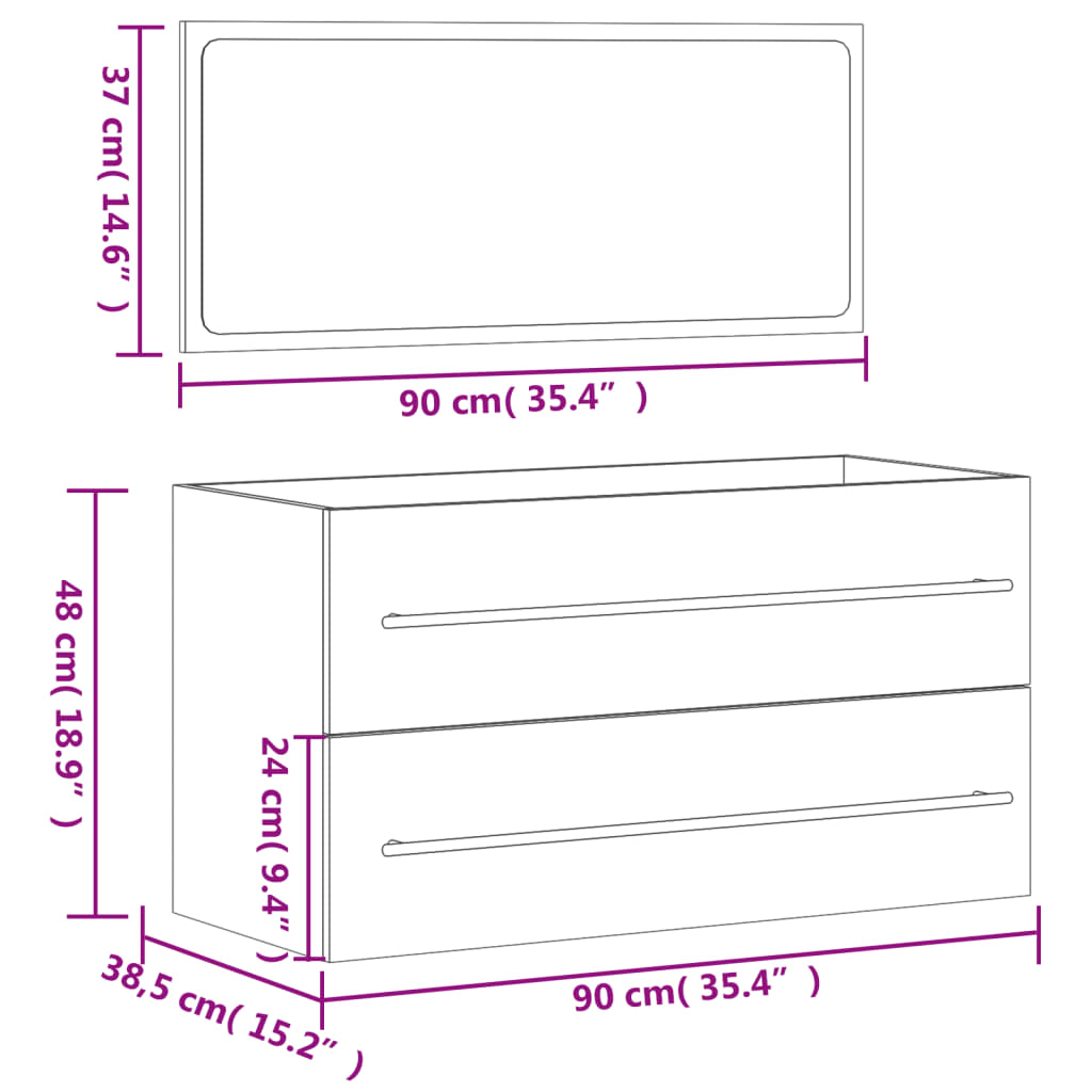 Bathroom Cabinet with Mirror Black Engineered Wood