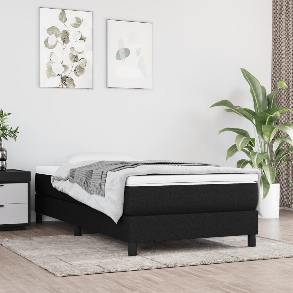 Box Spring Bed without Mattress Black King Single Size Fabric