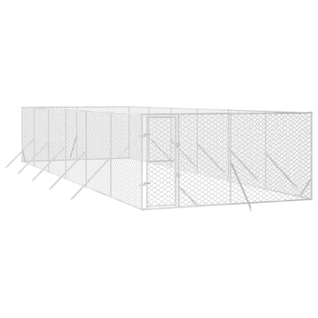 Outdoor Dog Kennel Silver 4x12x2 m Galvanised Steel