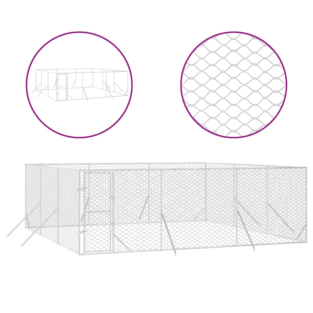 Outdoor Dog Kennel Silver 6x6x2 m Galvanised Steel