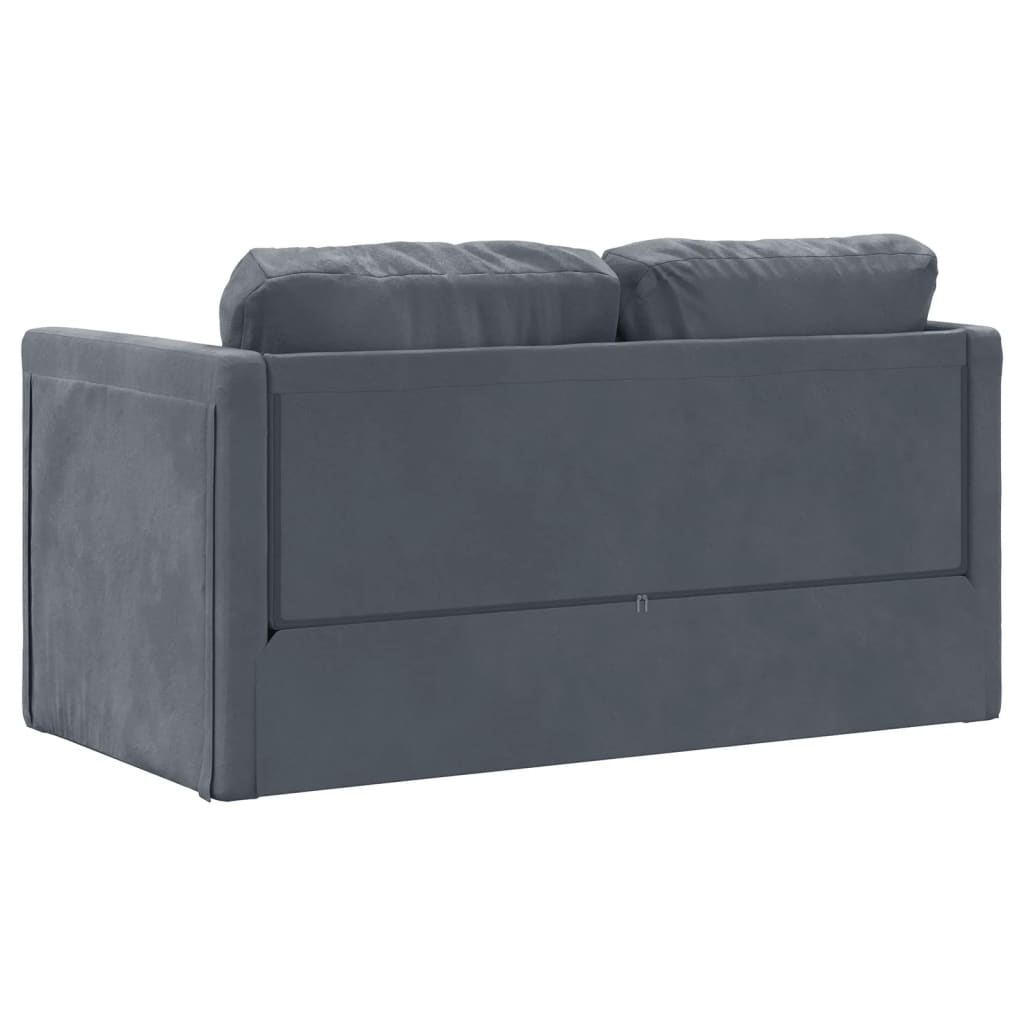 Floor Sofa Bed 2-in-1 Dark Grey 122x204x55 cm Velvet