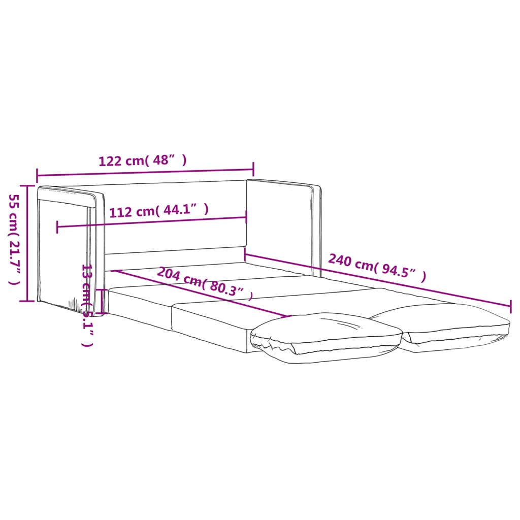 Floor Sofa Bed 2-in-1 Dark Grey 122x204x55 cm Velvet