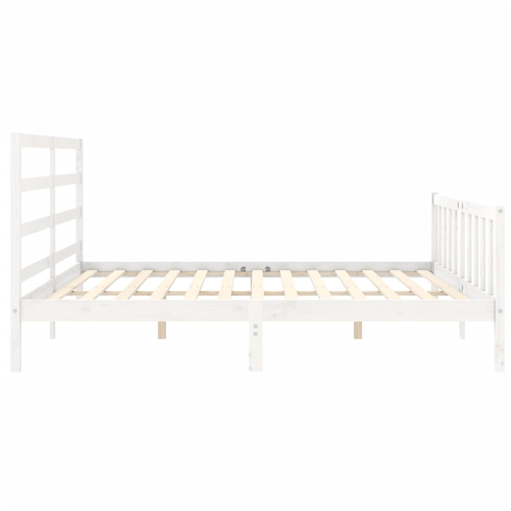 Bed Frame without Mattress White 183x203 cm King Solid Wood Pine