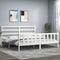 Bed Frame without Mattress White 183x203 cm King Solid Wood Pine