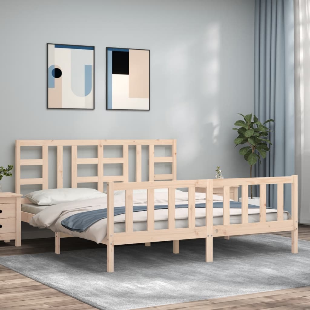 Bed Frame without Mattress 183x203 cm King Solid Wood Pine