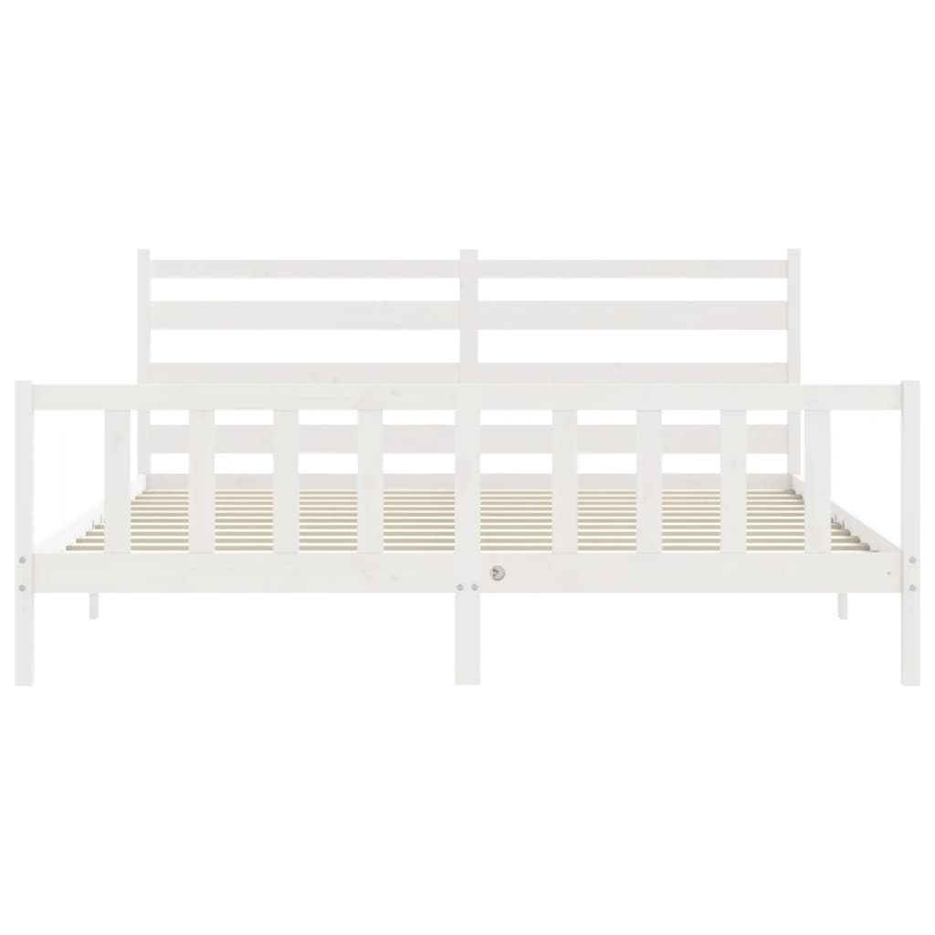 Bed Frame without Mattress White 183x203 cm King Solid Wood Pine