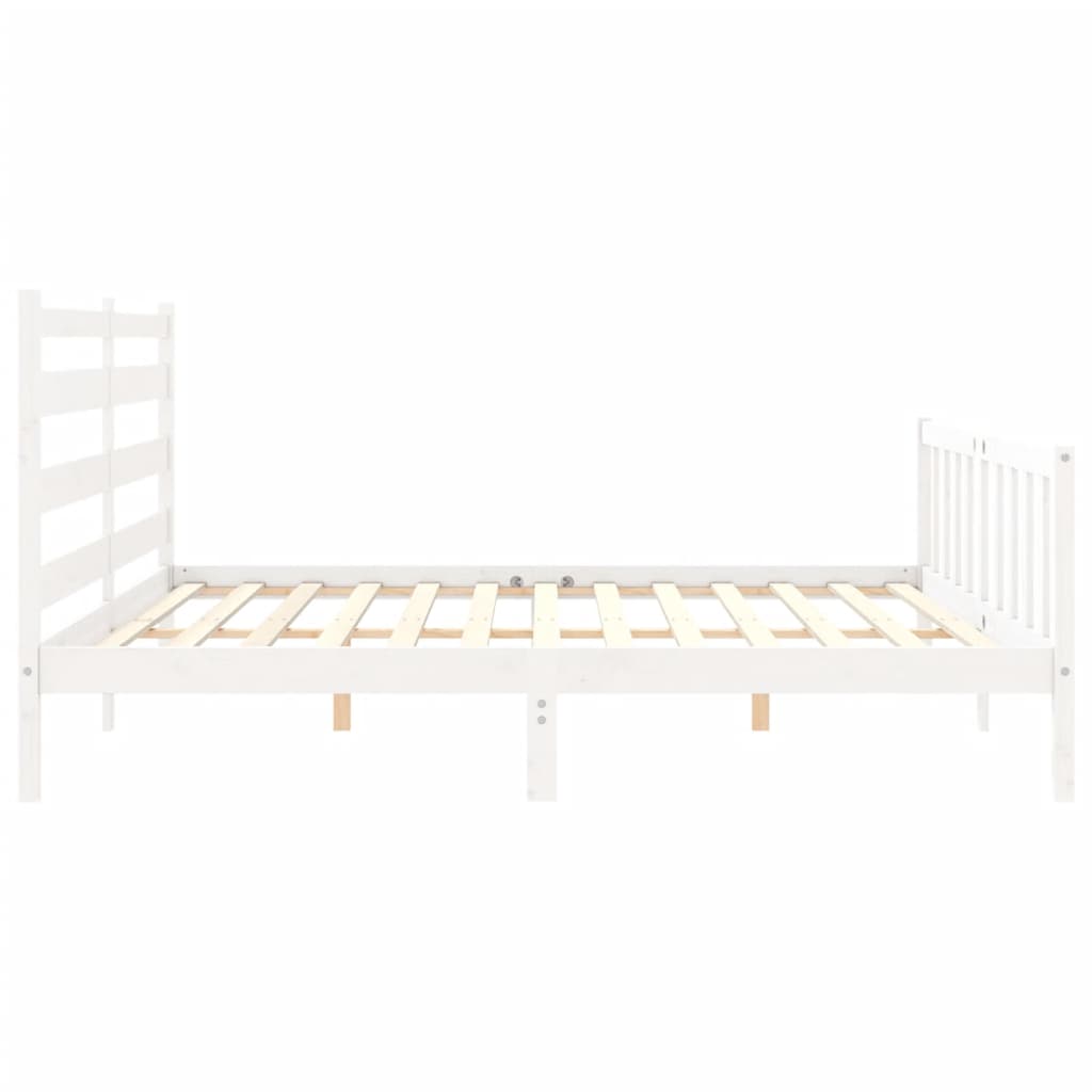 Bed Frame without Mattress White 183x203 cm King Solid Wood Pine