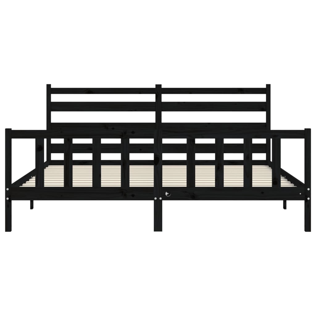 Bed Frame without Mattress Black 183x203 cm King Solid Wood Pine