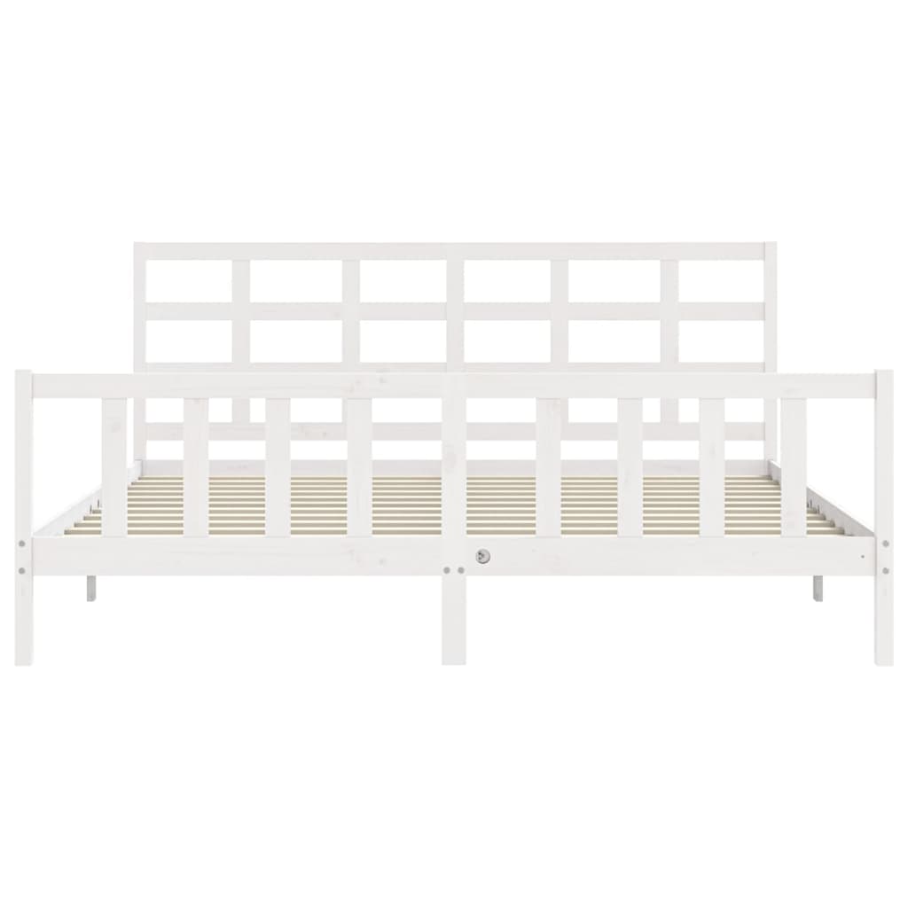 Bed Frame without Mattress White 183x203 cm King Solid Wood Pine