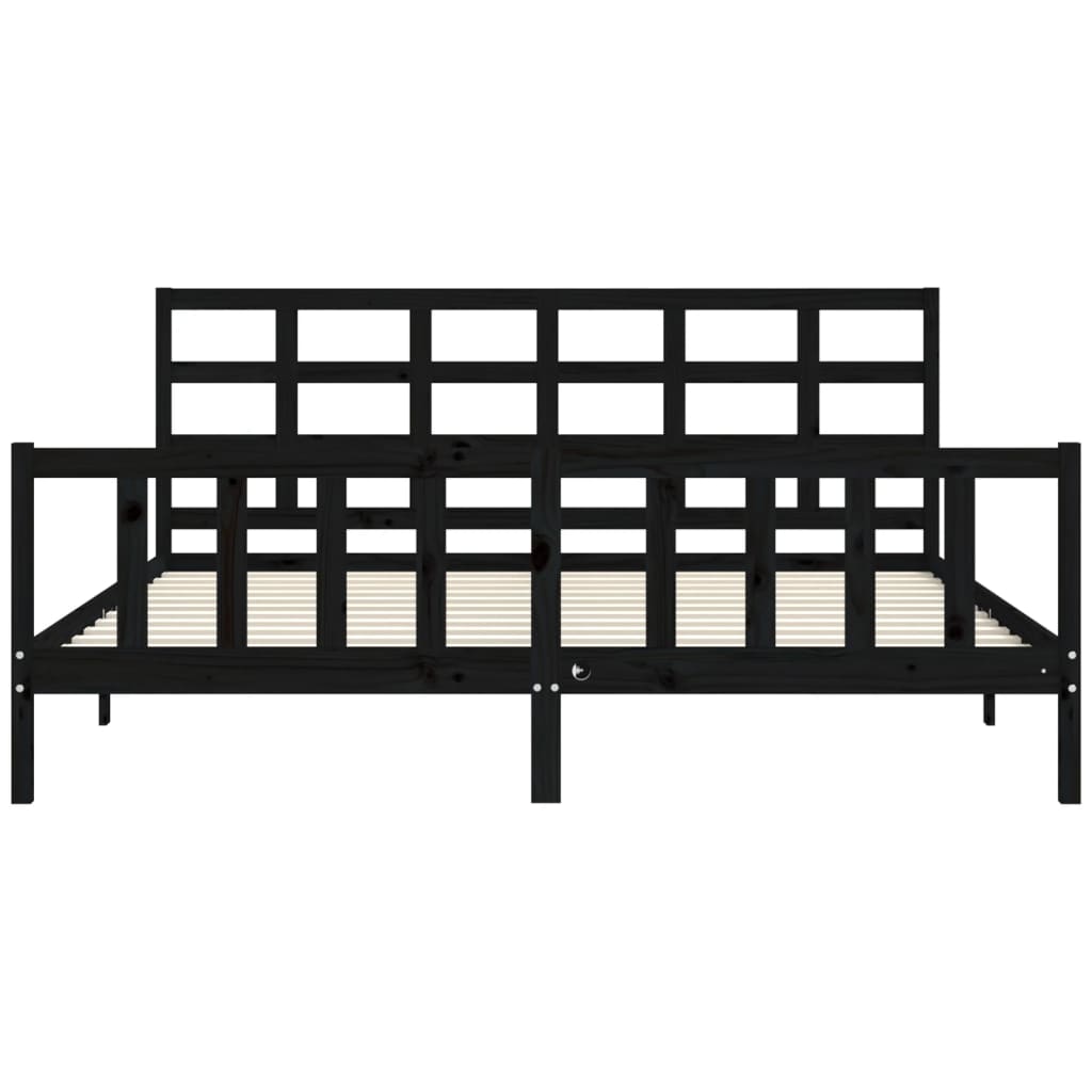 Bed Frame without Mattress Black 183x203 cm King Solid Wood Pine