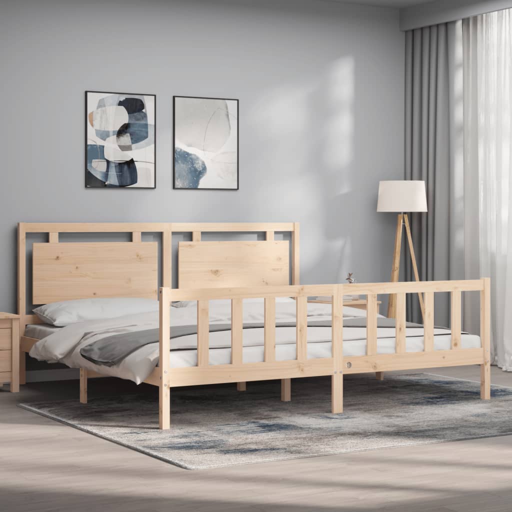 Bed Frame without Mattress 183x203 cm King Solid Wood Pine