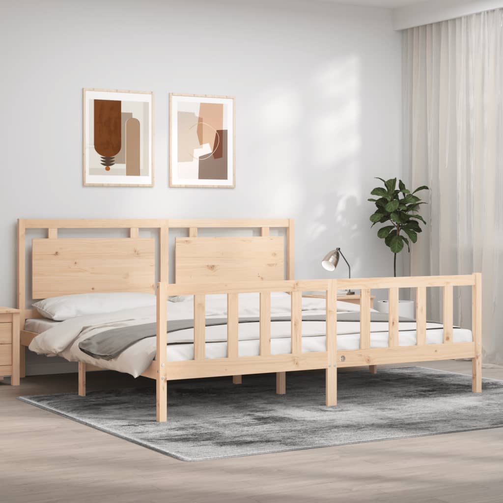 Bed Frame without Mattress 183x203 cm King Solid Wood Pine