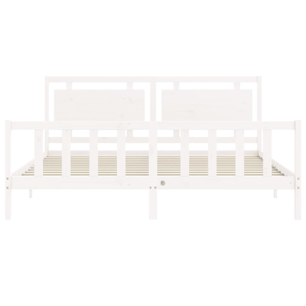 Bed Frame without Mattress White 183x203 cm King Solid Wood Pine