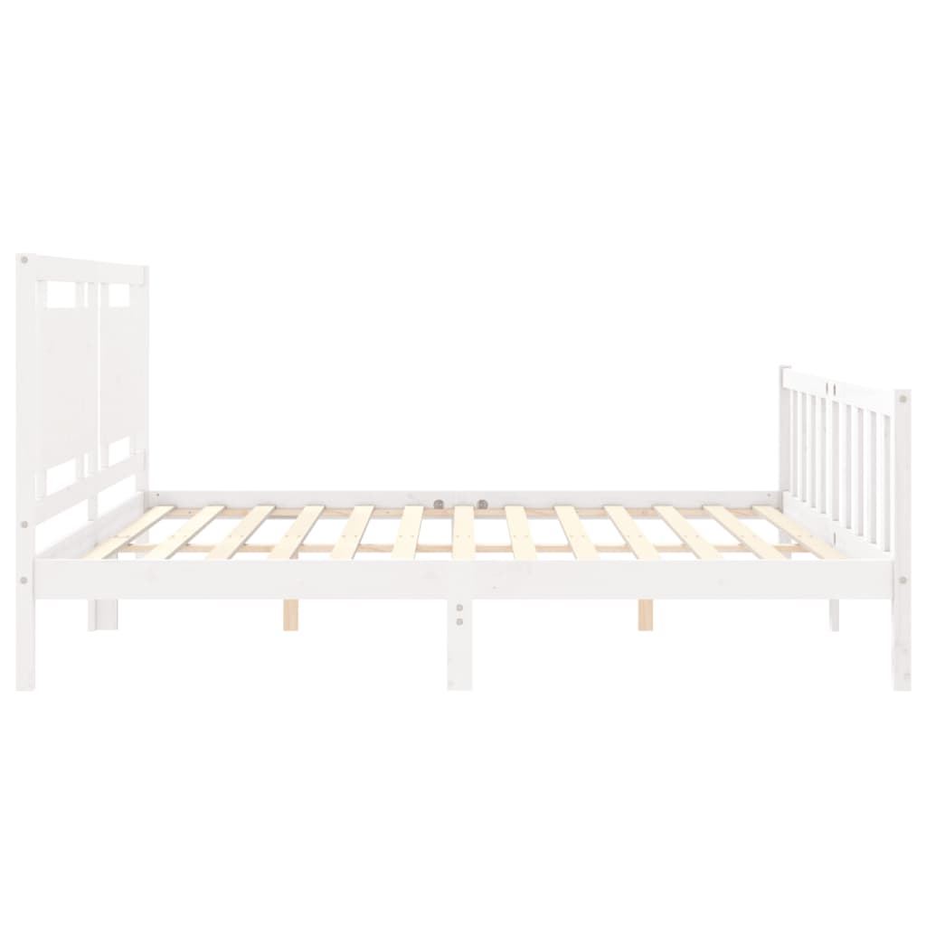 Bed Frame without Mattress White 183x203 cm King Solid Wood Pine