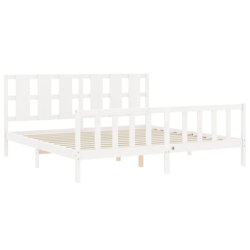 Bed Frame without Mattress White 183x203 cm King Solid Wood Pine