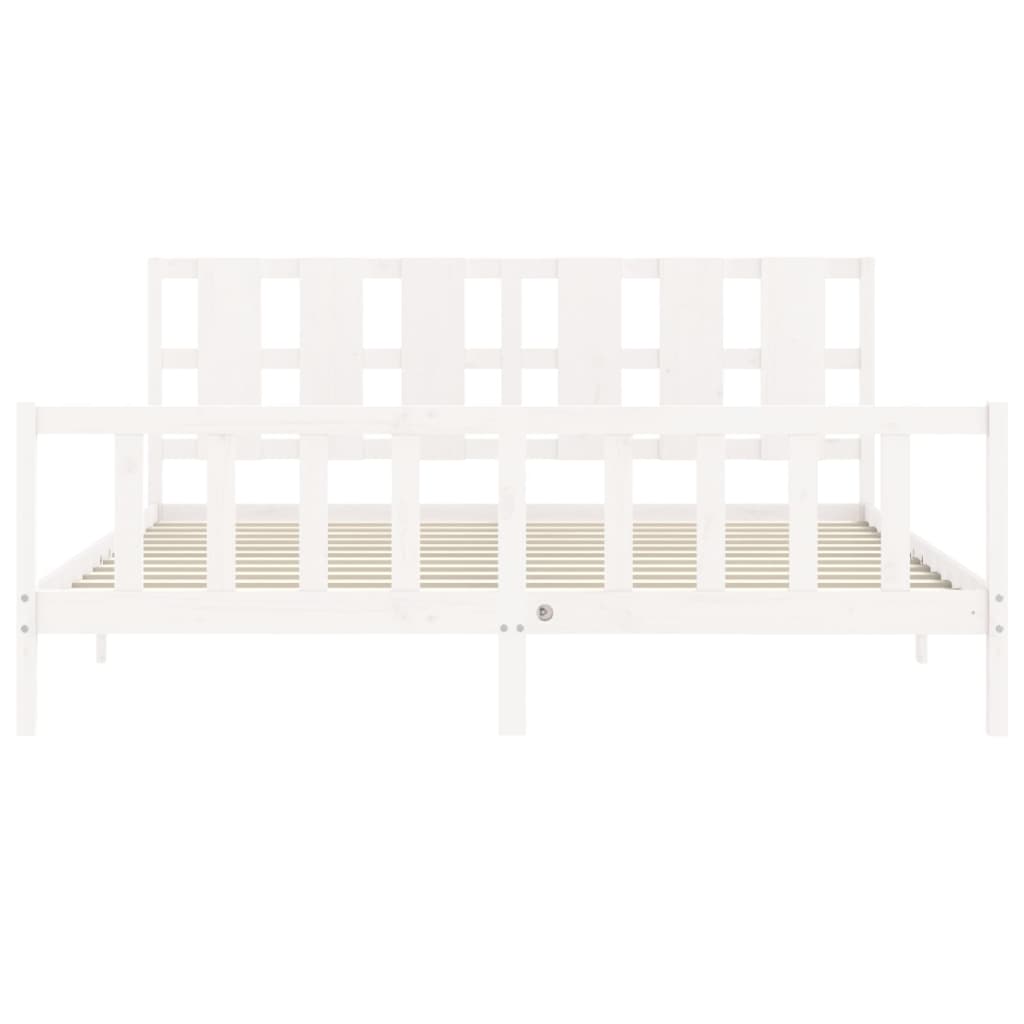 Bed Frame without Mattress White 183x203 cm King Solid Wood Pine