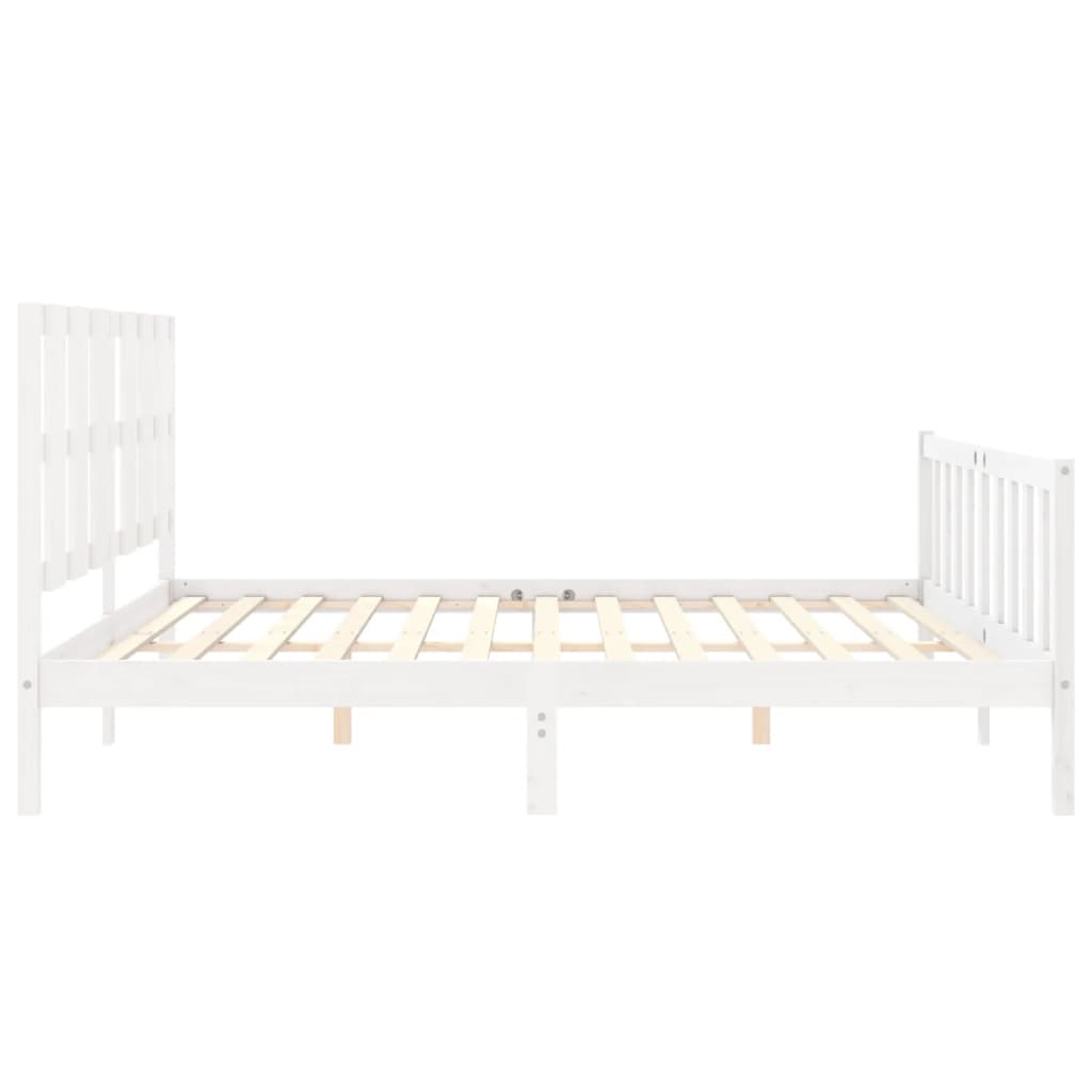 Bed Frame without Mattress White 183x203 cm King Solid Wood Pine