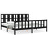 Bed Frame without Mattress Black 183x203 cm King Solid Wood Pine