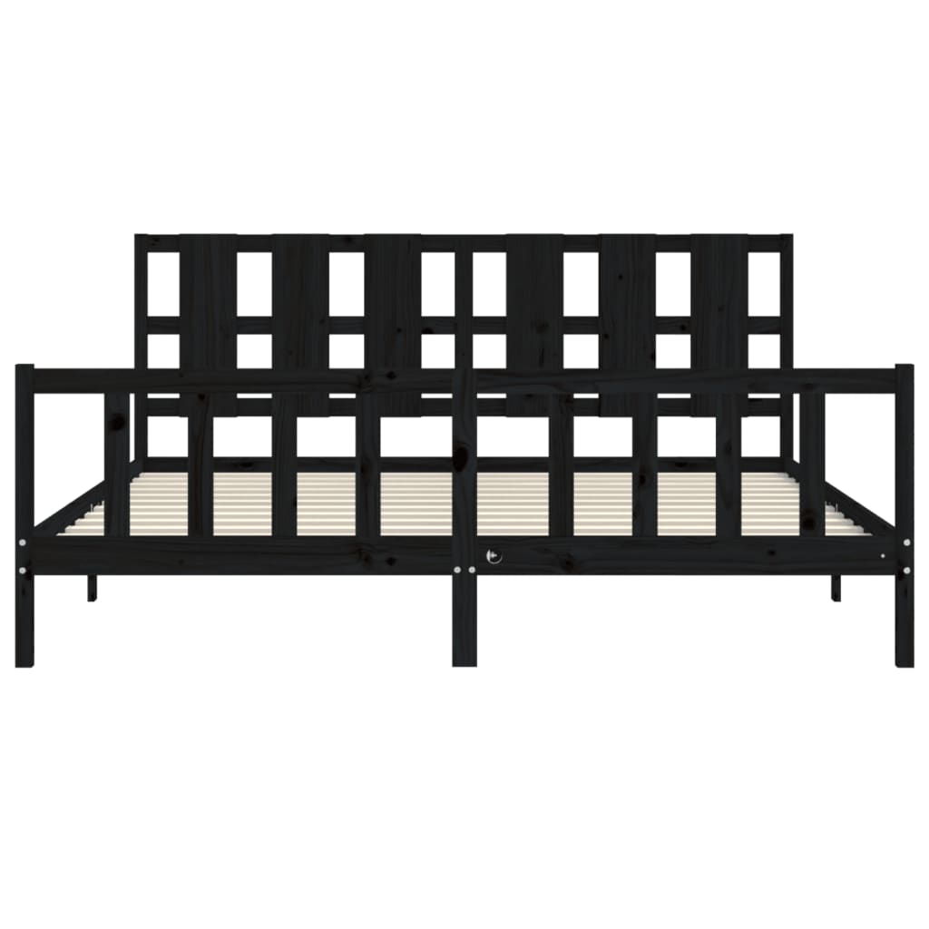 Bed Frame without Mattress Black 183x203 cm King Solid Wood Pine