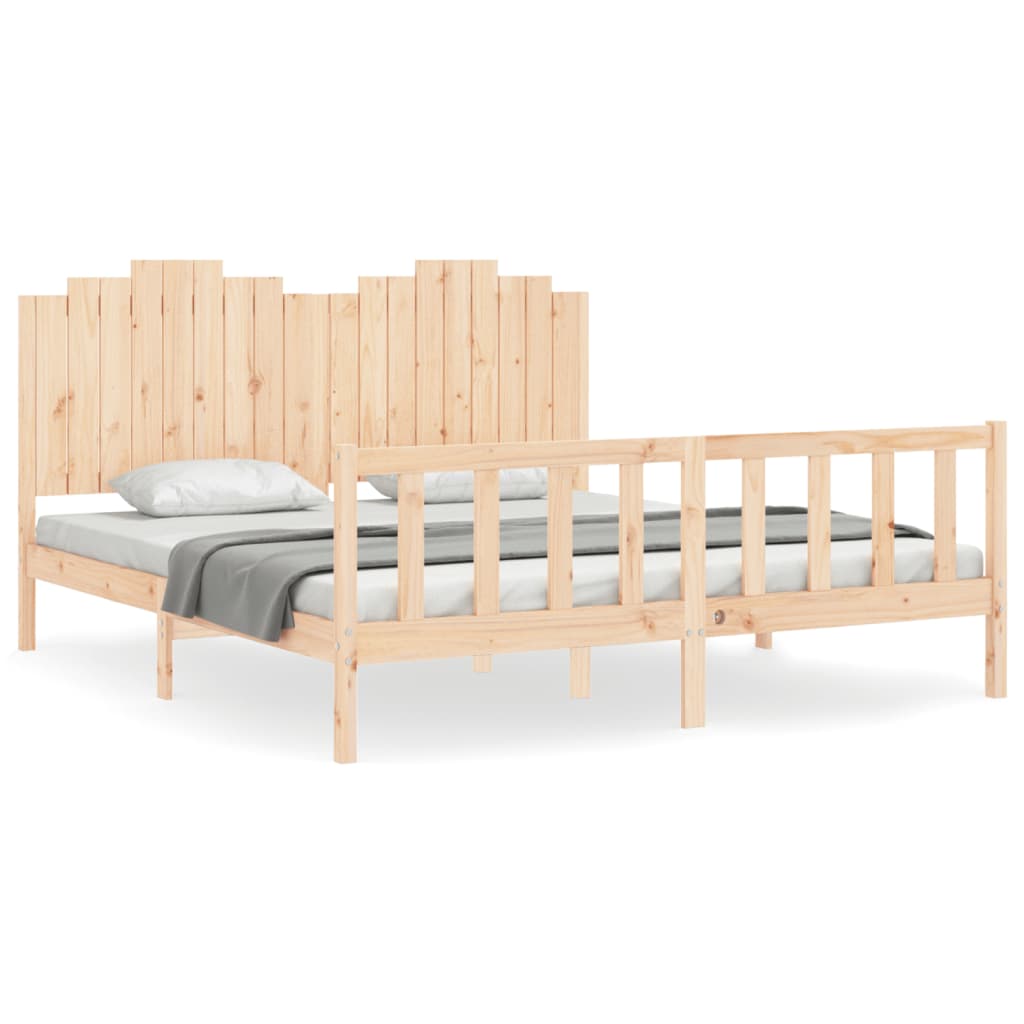 Bed Frame without Mattress 183x203 cm King Solid Wood Pine