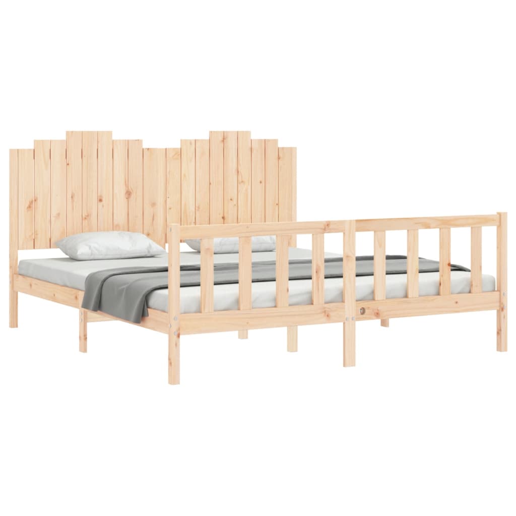 Bed Frame without Mattress 183x203 cm King Solid Wood Pine