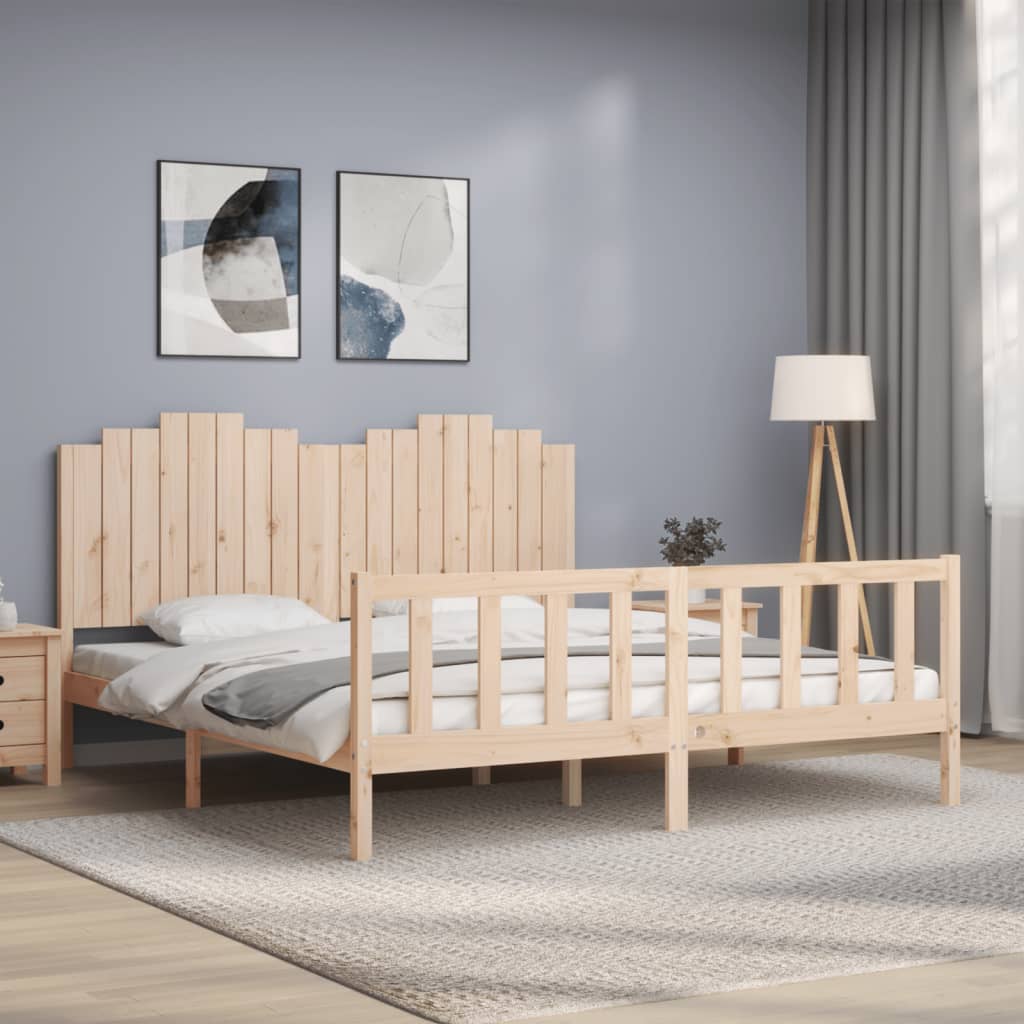 Bed Frame without Mattress 183x203 cm King Solid Wood Pine