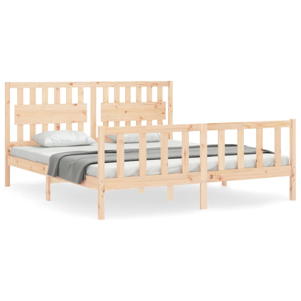 Bed Frame without Mattress 183x203 cm King Solid Wood Pine