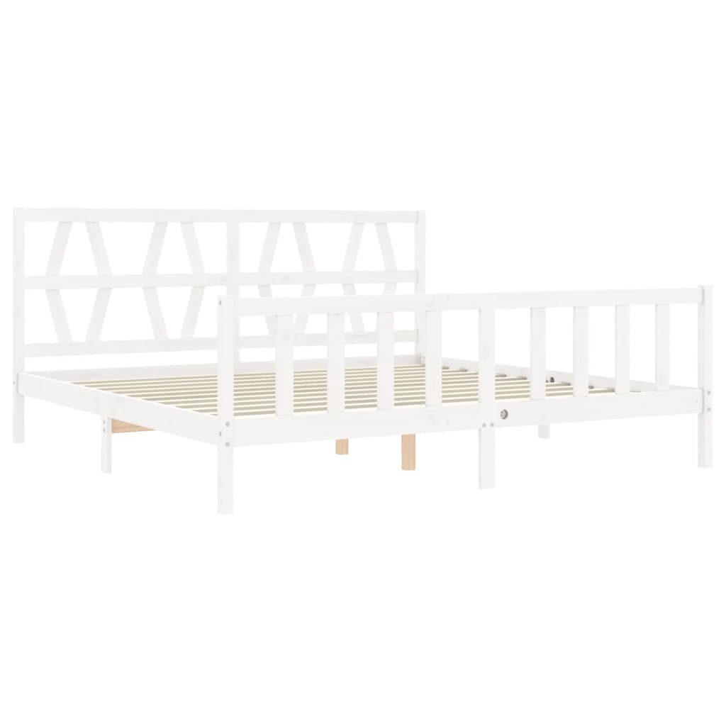 Bed Frame without Mattress White 183x203 cm King Solid Wood Pine