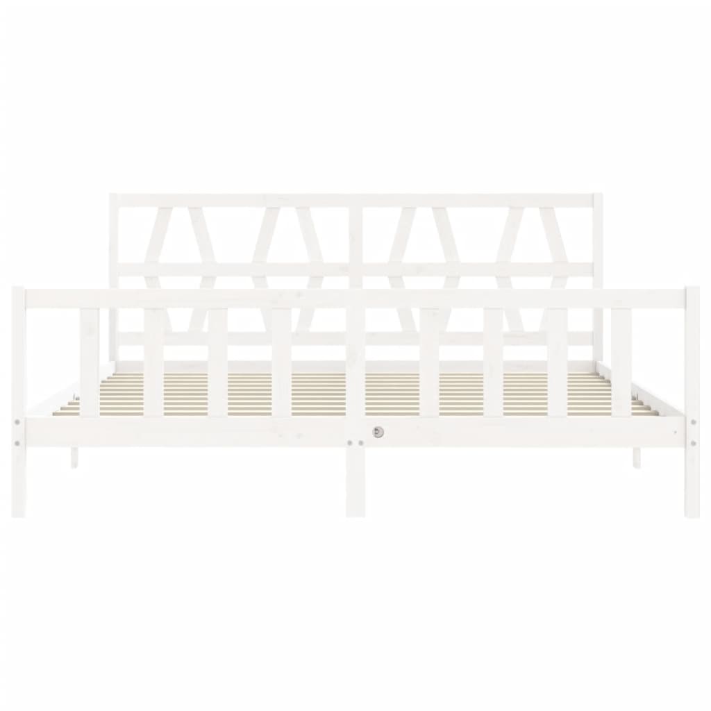 Bed Frame without Mattress White 183x203 cm King Solid Wood Pine