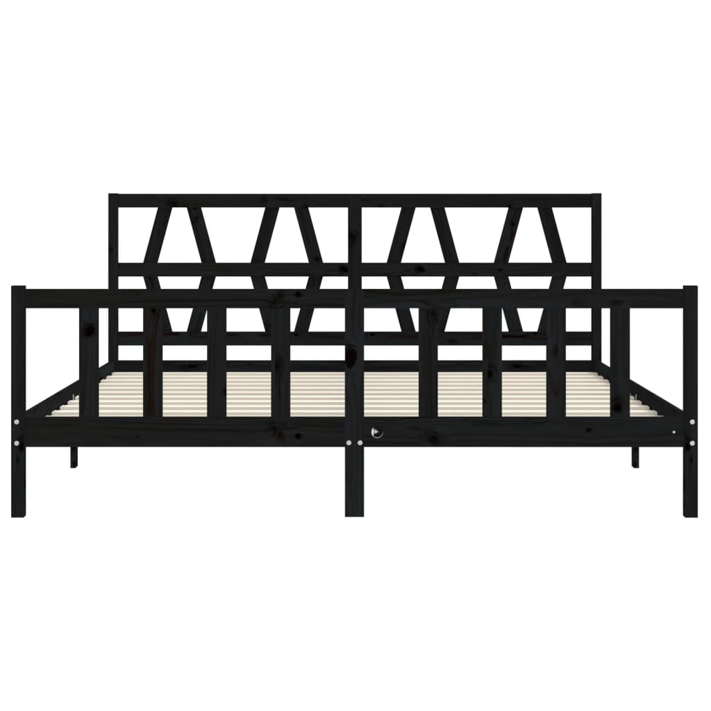 Bed Frame without Mattress Black 183x203 cm King Solid Wood Pine