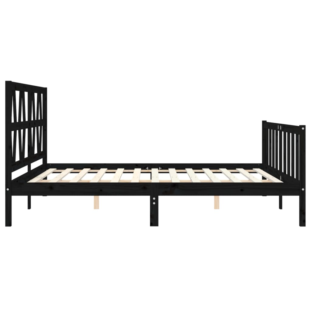 Bed Frame without Mattress Black 183x203 cm King Solid Wood Pine