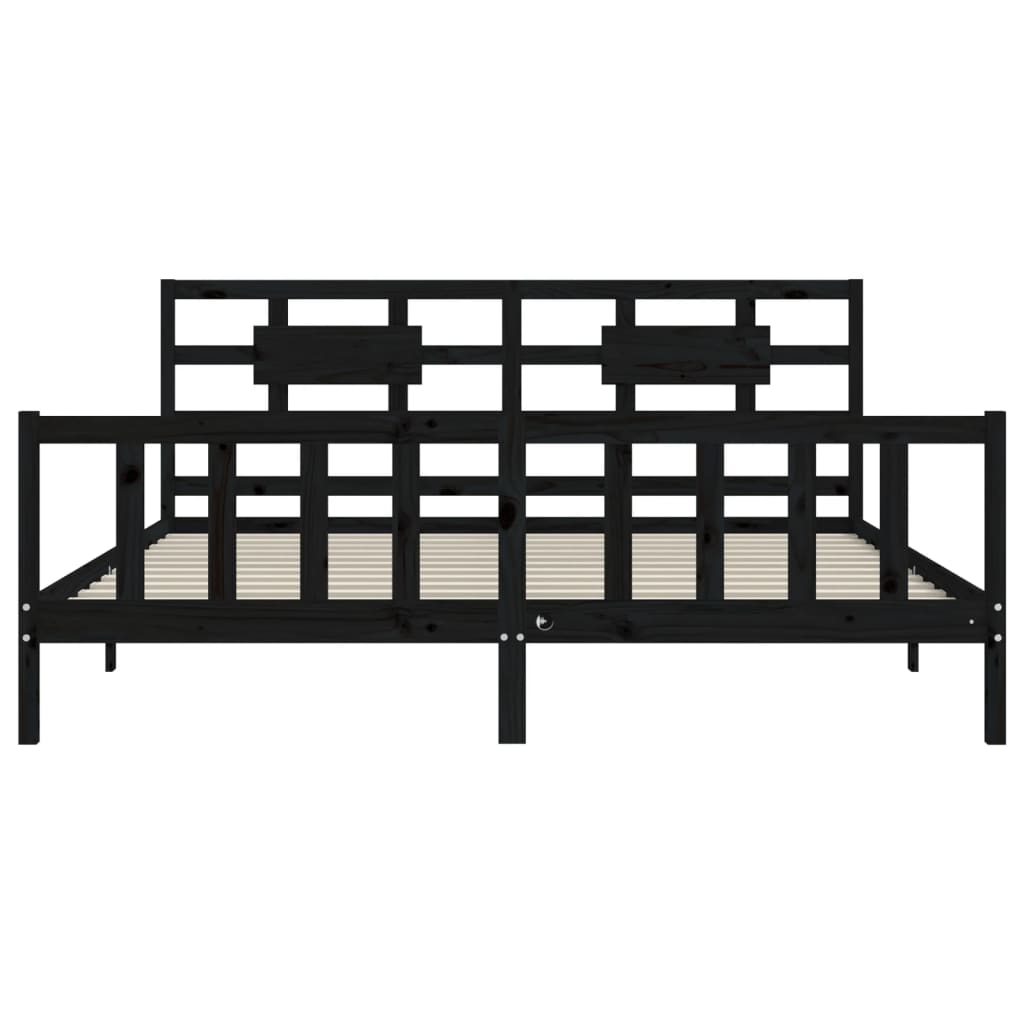 Bed Frame without Mattress Black 183x203 cm King Solid Wood Pine