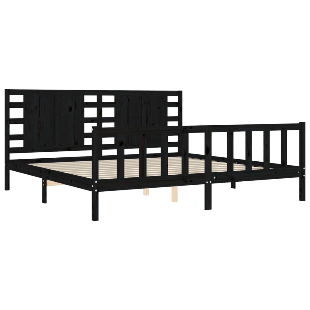 Bed Frame without Mattress Black 183x203 cm King Solid Wood Pine