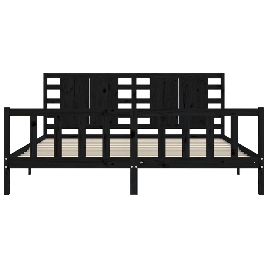 Bed Frame without Mattress Black 183x203 cm King Solid Wood Pine