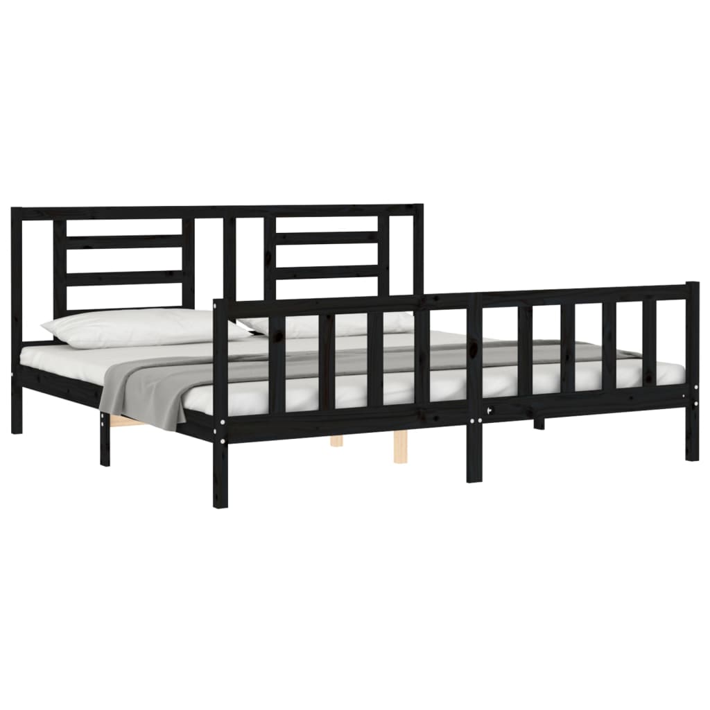 Bed Frame without Mattress Black 183x203 cm King Solid Wood Pine