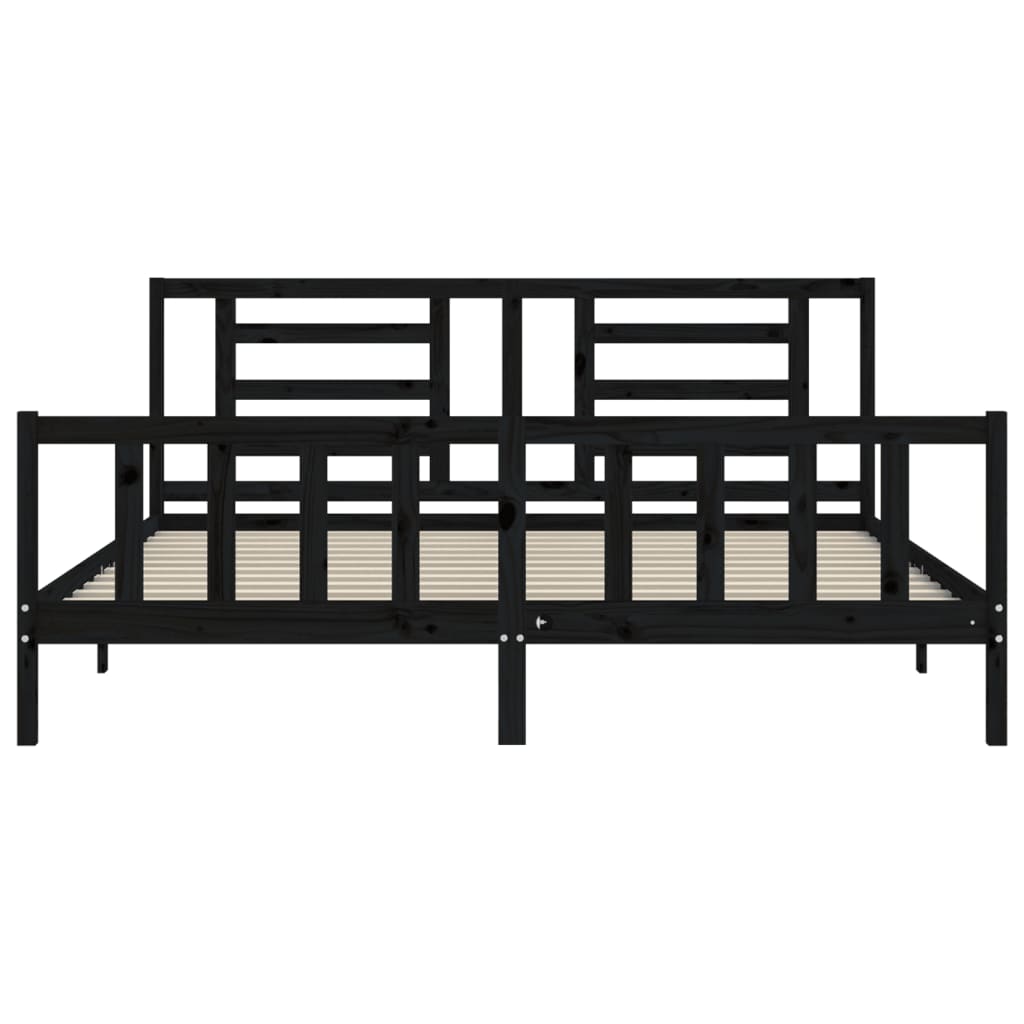 Bed Frame without Mattress Black 183x203 cm King Solid Wood Pine