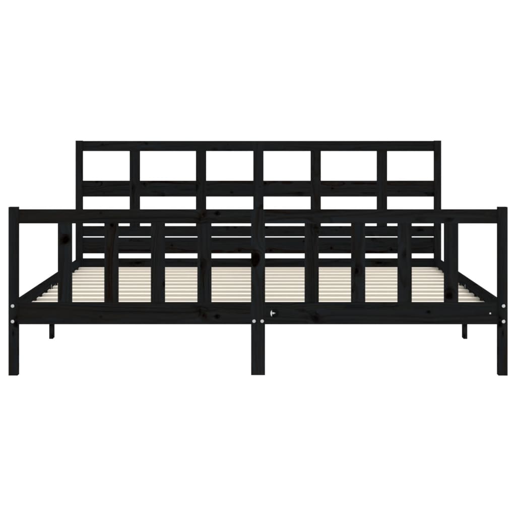 Bed Frame without Mattress Black 183x203 cm King Solid Wood Pine