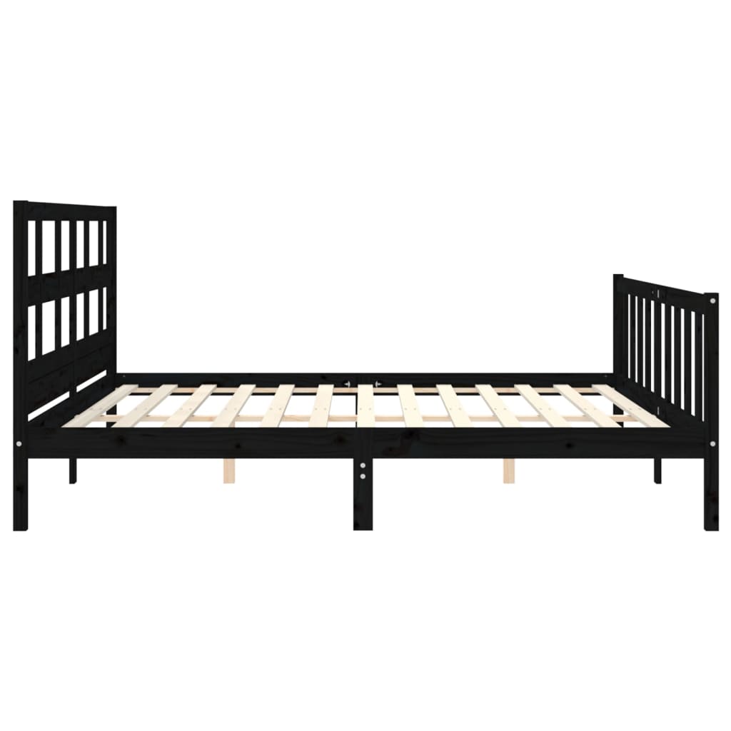 Bed Frame without Mattress Black 183x203 cm King Solid Wood Pine