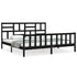 Bed Frame without Mattress Black 183x203 cm King Solid Wood Pine