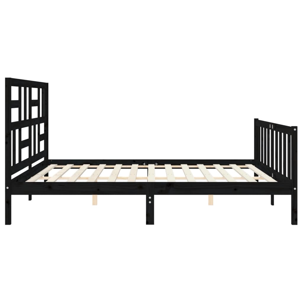 Bed Frame without Mattress Black 183x203 cm King Solid Wood Pine